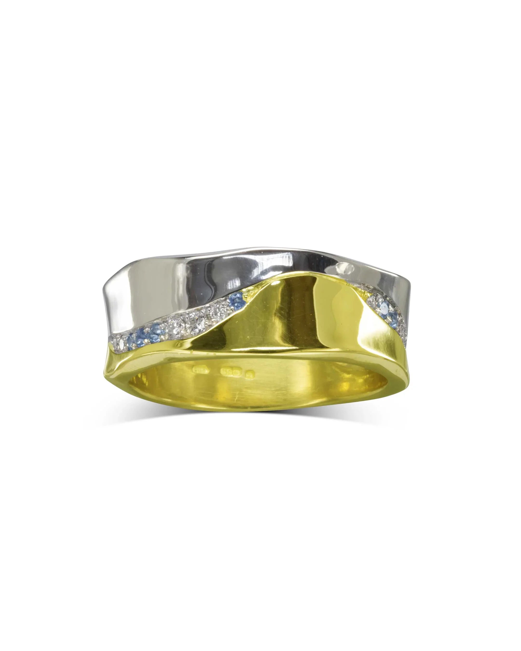 Unique Mixed Metal Diamond and Sapphire Eternity Ring Pruden and Smith