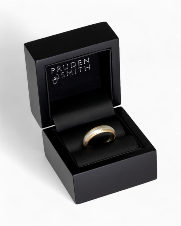 Mixed Metal Matt Court Shaped Wedding Band Ring Pruden and Smith
