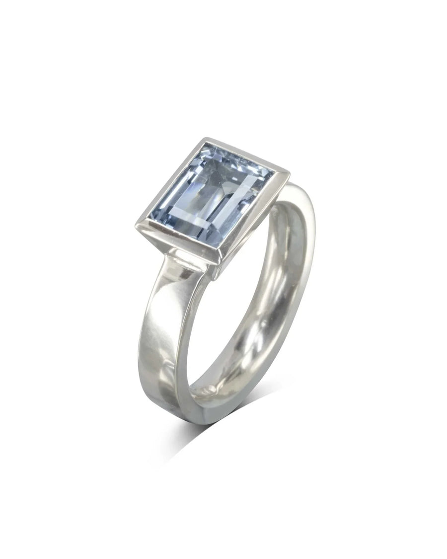 Modern Aquamarine Solitaire Ring Ring Pruden and Smith