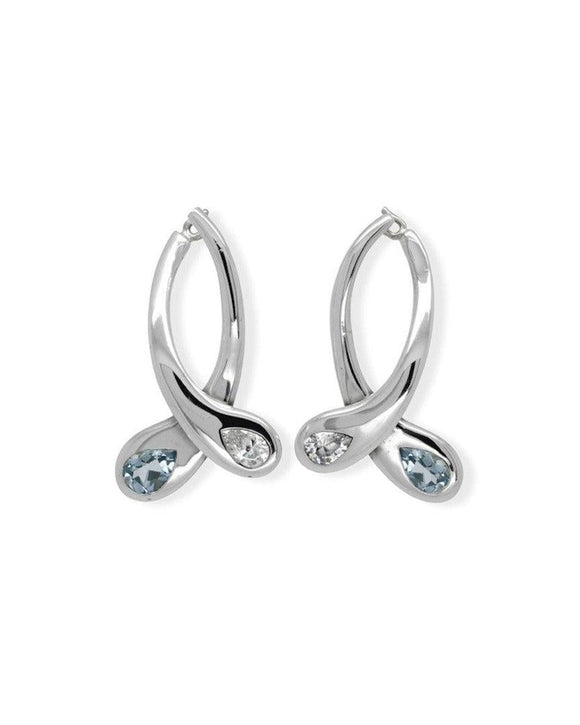 Moi et Toi Diamond & Aquamarine Dangly Earrings Earrings Pruden and Smith