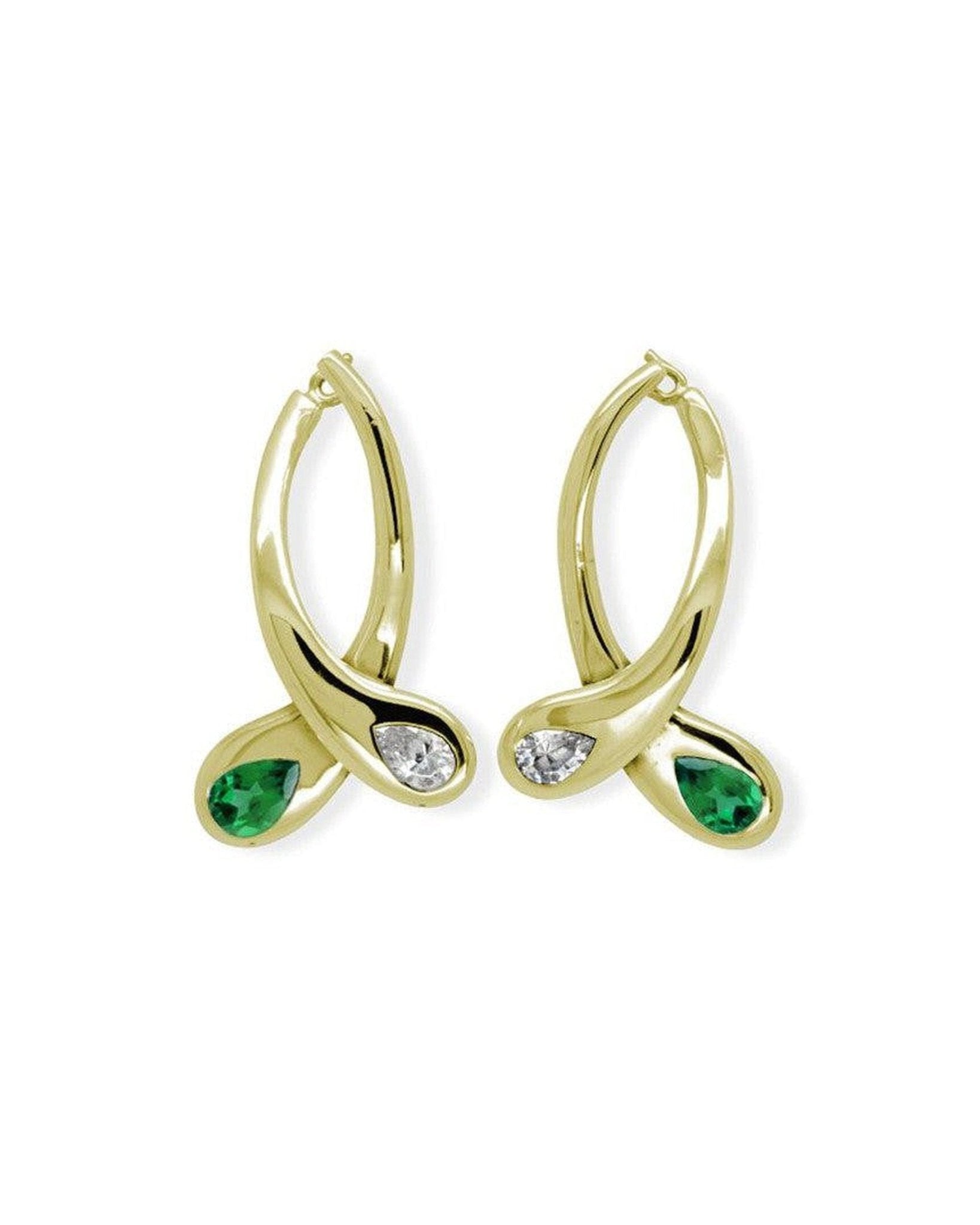 Moi et Toi Diamond & Emerald Drop Earrings Earrings Pruden and Smith