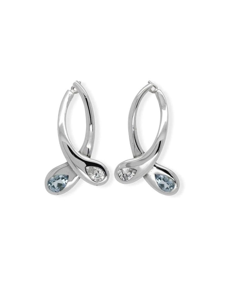 Moi et Toi Diamond & Aquamarine Dangly Earrings Earrings Pruden and Smith