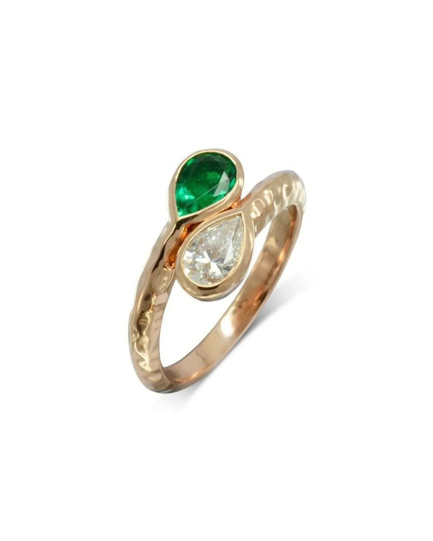 Moi et Toi Gold Emerald and Diamond Ring Ring Pruden and Smith