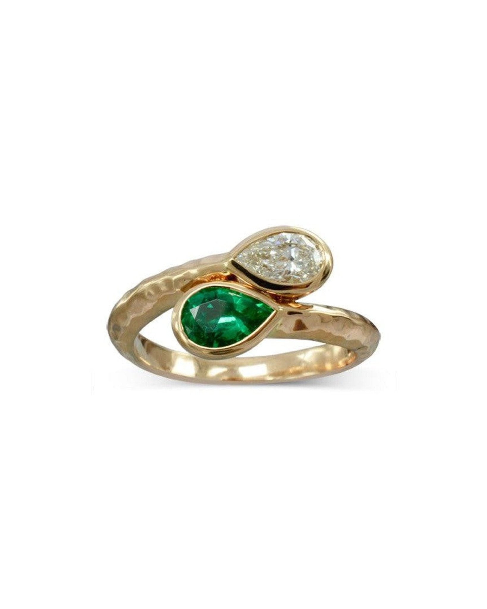 Moi et Toi Gold Emerald and Diamond Ring Ring Pruden and Smith