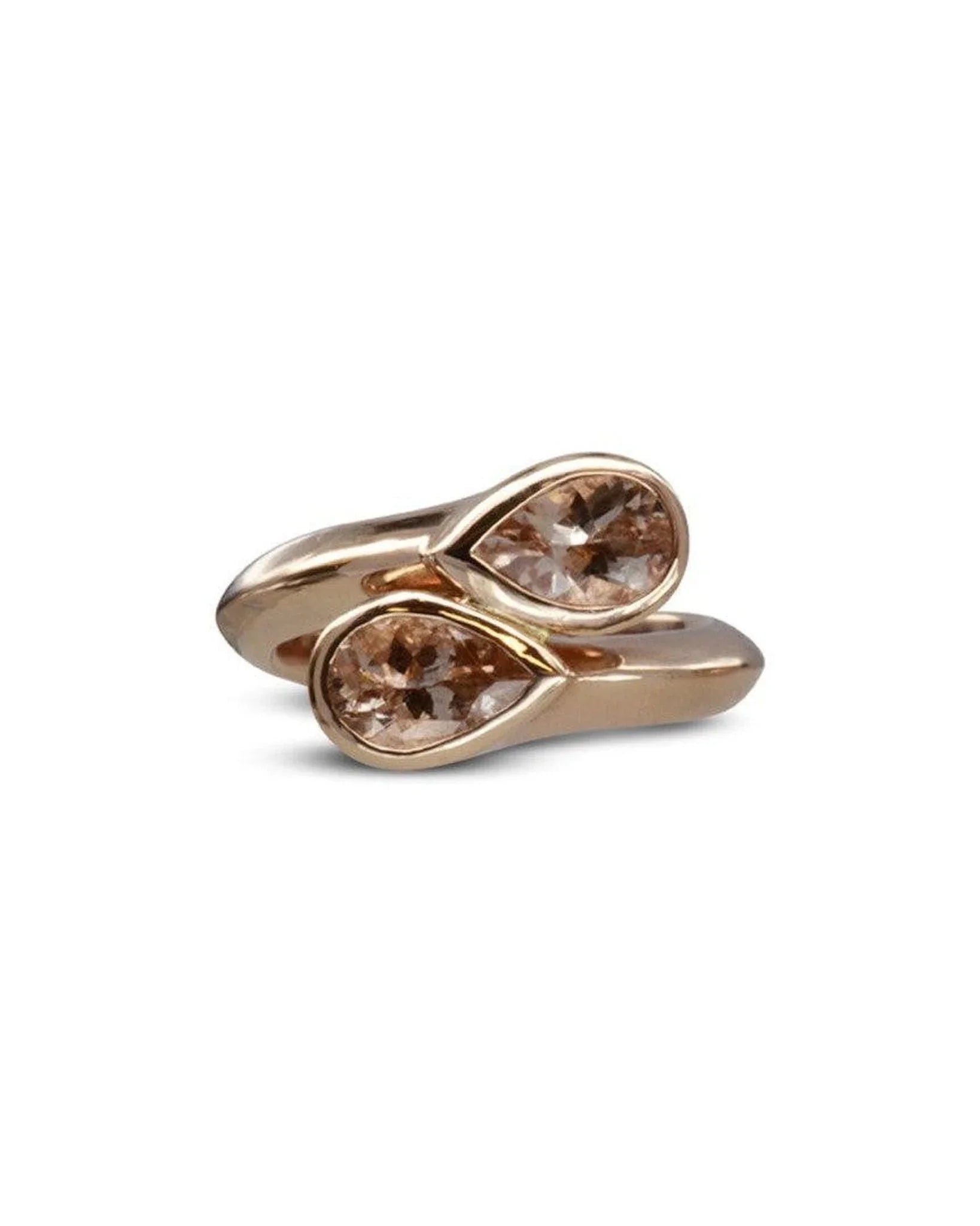 Moi et Toi Morganite 18ct Rose Gold Ring Ring Pruden and Smith 6x4mm pears - Champagne