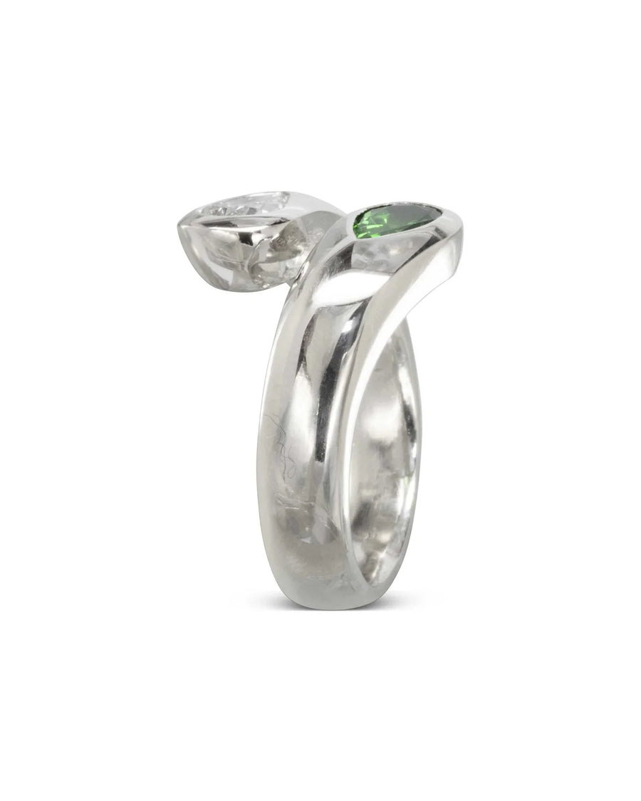 Moi et Toi Tsavorite and Diamond Platinum Ring Ring Pruden and Smith