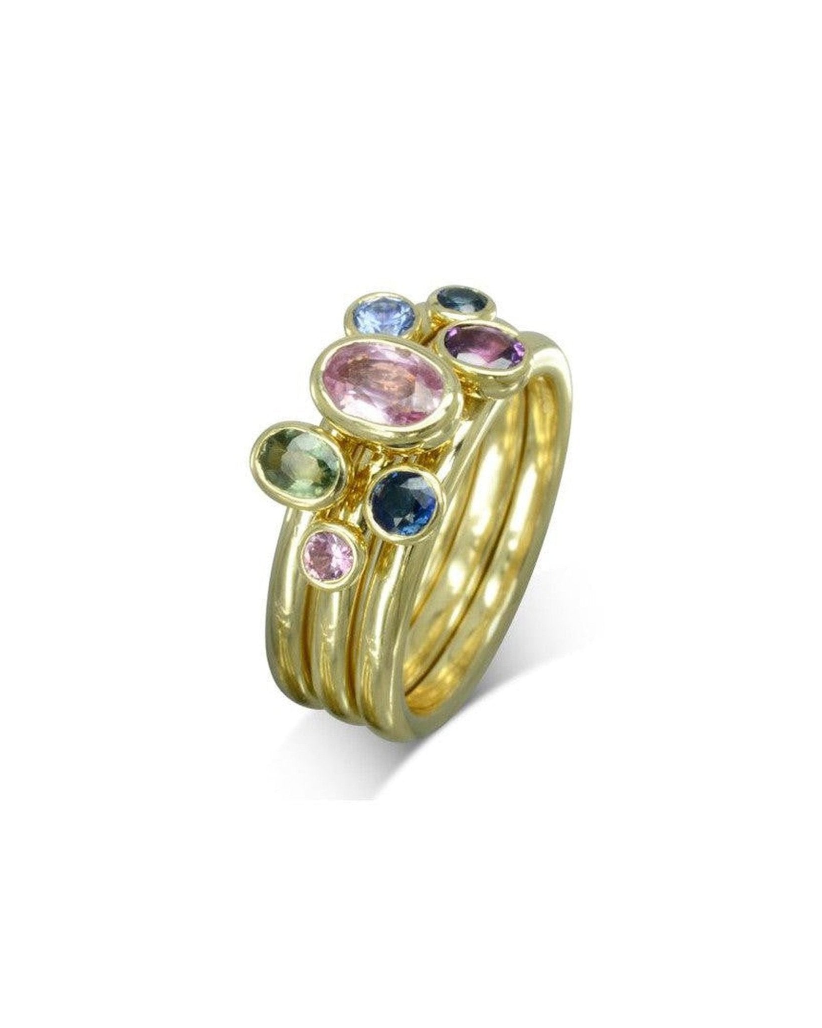 Multi-Coloured Oval Sapphire Stacking Ring Set | Pruden and Smith