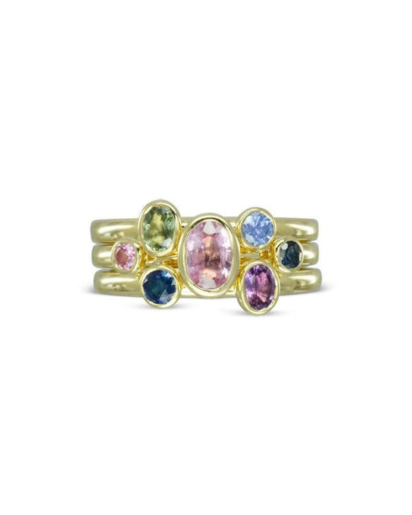 Multi-Coloured Oval Sapphire Stacking Ring Set Ring Pruden and Smith