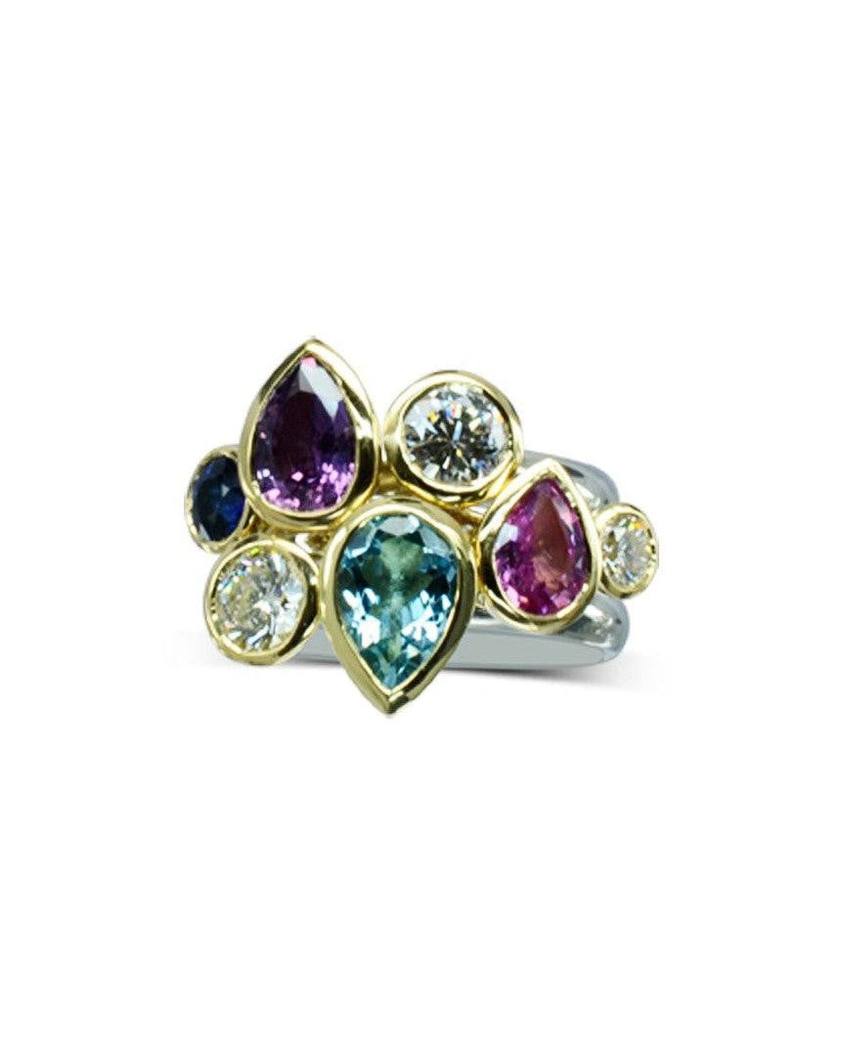 Multi-Coloured Sapphire and Diamond Stacking Ring Set Ring Pruden and Smith