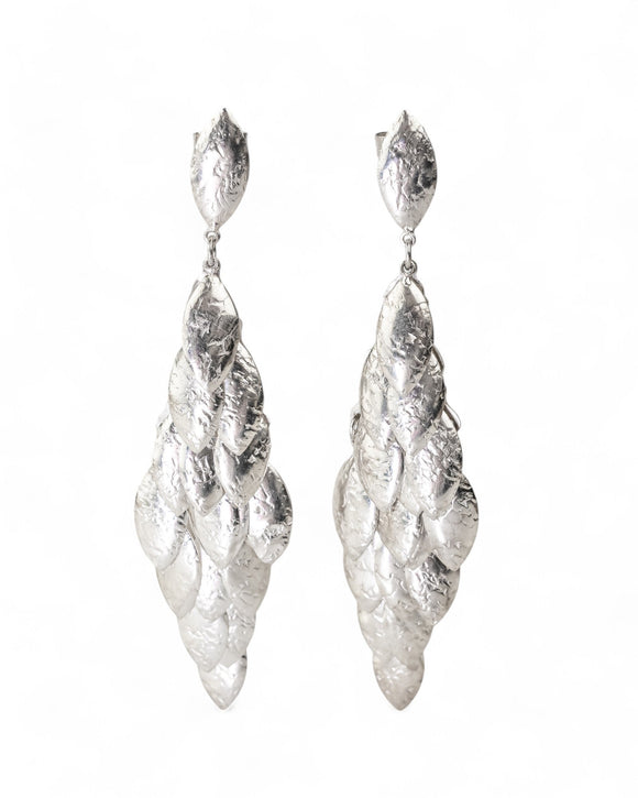 Multi Leaf Silver Dangly Earrings Earrings Pruden and Smith