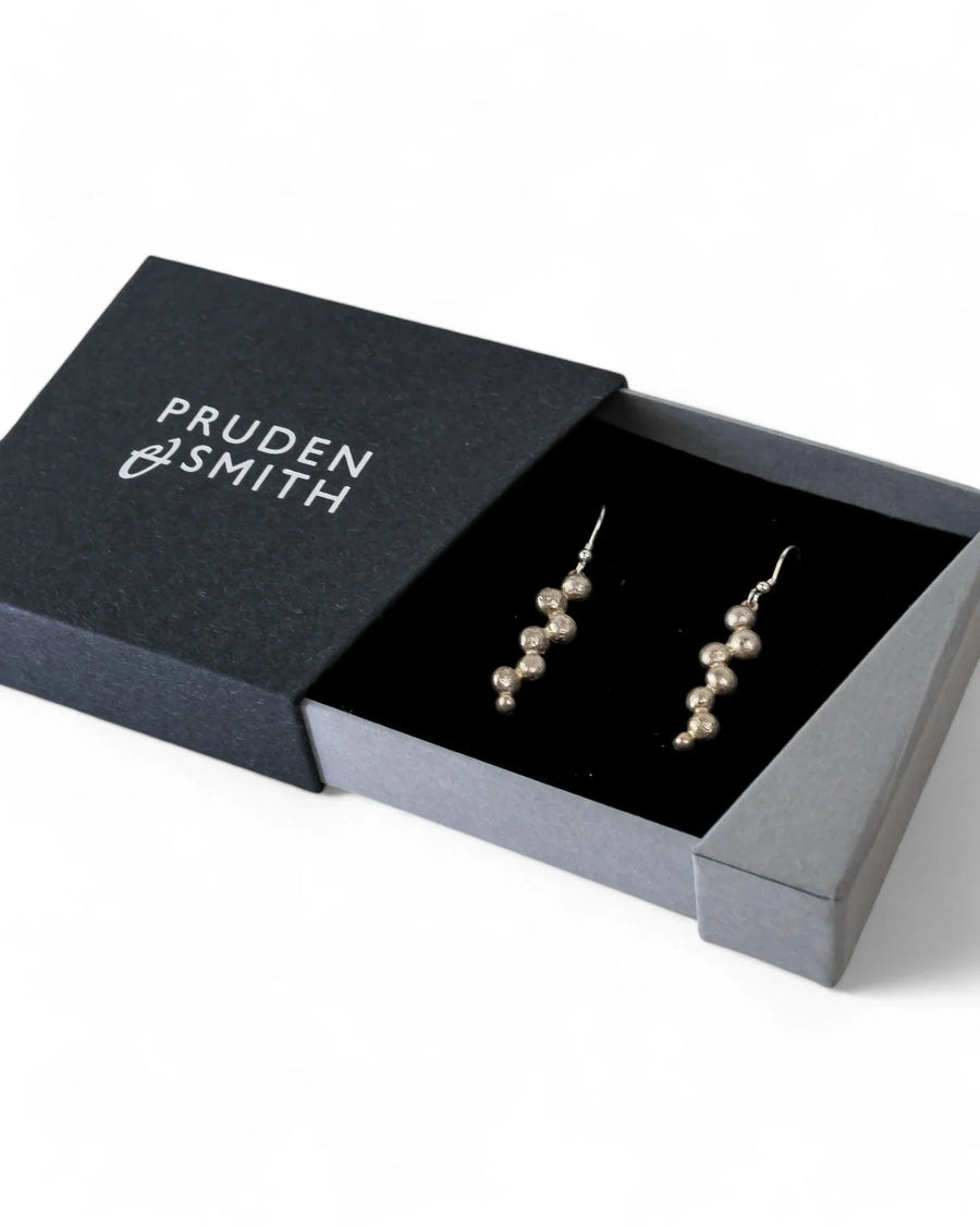 Multi Nugget Silver Drop Earrings Earrings Pruden and Smith