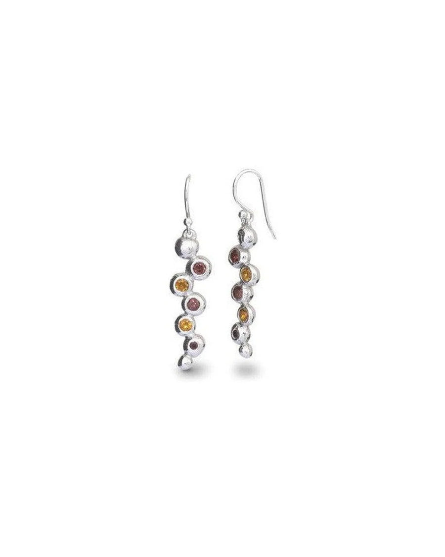 Handmade silver nugget earrings with set round stones, organic shape, luxury jewelry