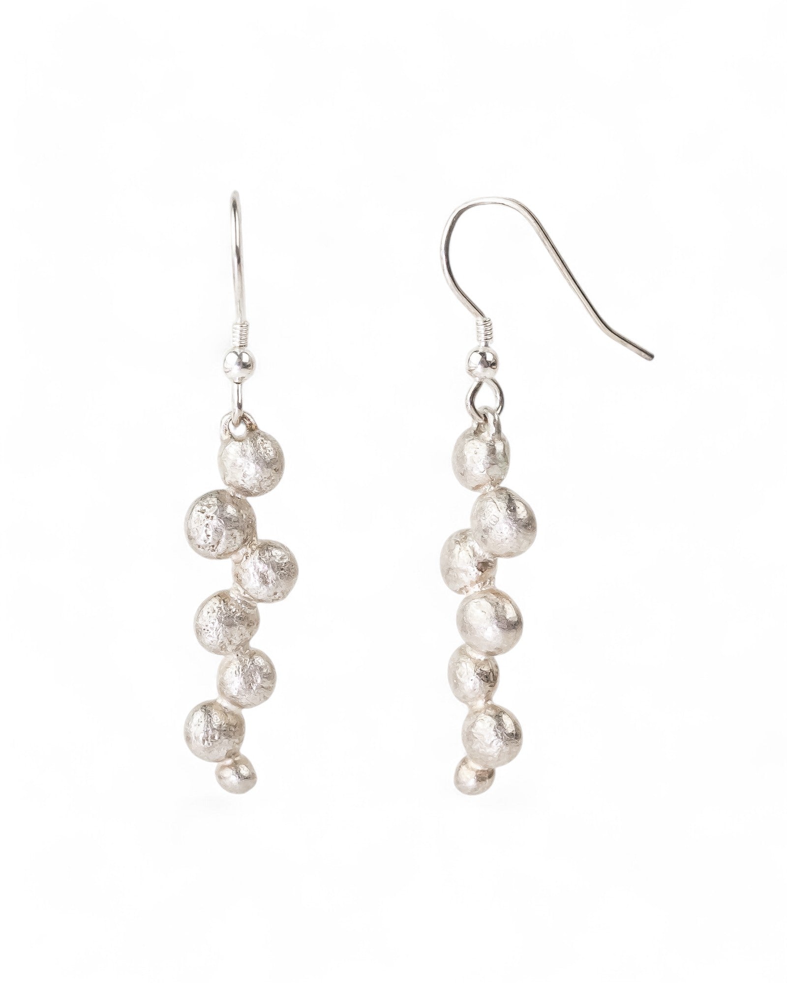 Multi Nugget Silver Drop Earrings Earrings Pruden and Smith