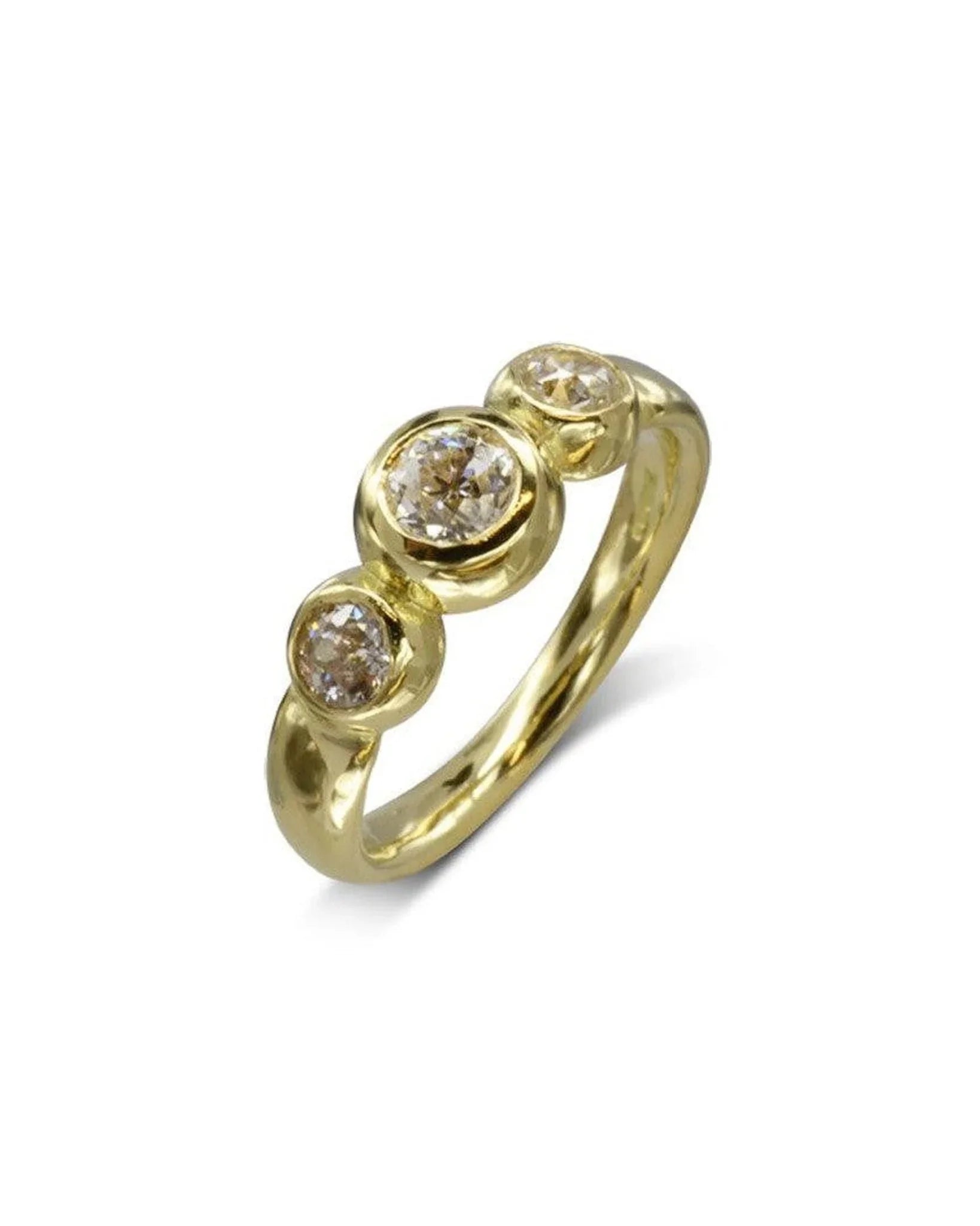 Nugget 18ct Yellow Gold Trilogy Diamond Ring Ring Pruden and Smith Smooth