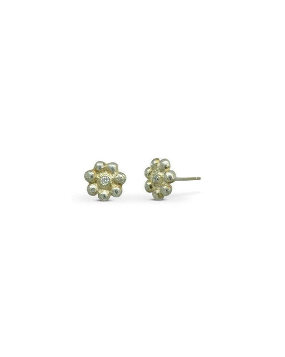 Nugget 9ct Gold Diamond Stud Earrings Earrings Pruden and Smith
