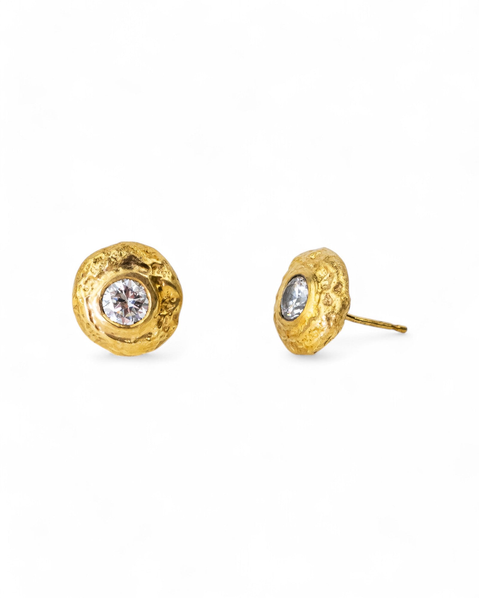 Nugget 9ct Gold Diamond Stud Earrings (Large) Earrings Pruden and Smith
