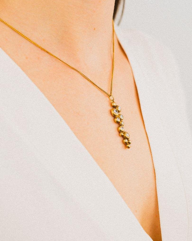 Nugget 9ct Yellow Gold and Diamond Pendant Pendant Pruden and Smith