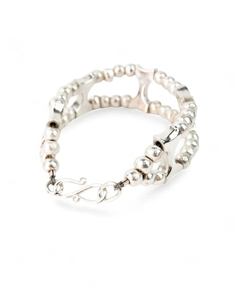 Nugget and Bone Silver Bracelet Bracelet Pruden and Smith