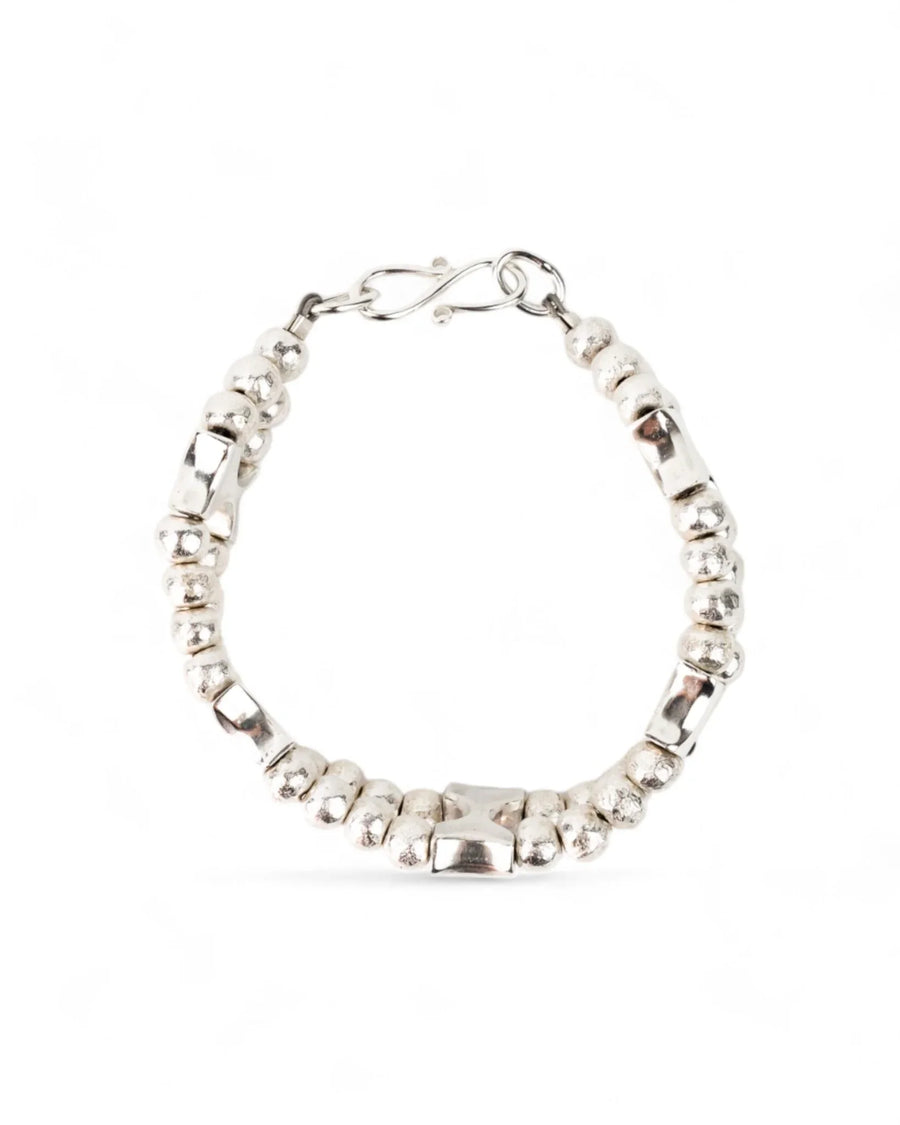 Nugget and Bone Silver Bracelet Bracelet Pruden and Smith