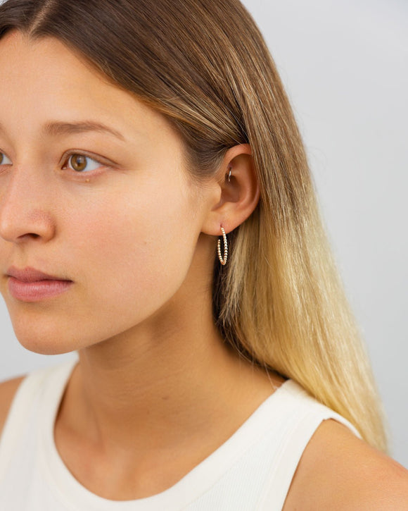 Nugget Bead Silver Hoop Earrings Earrings Pruden and Smith