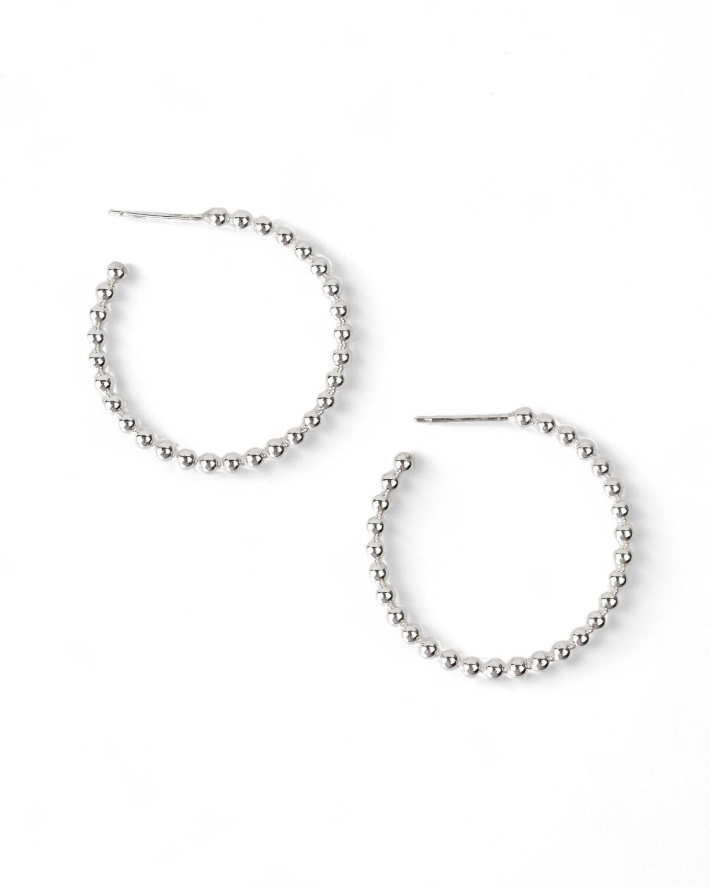 Nugget Bead Silver Hoop Earrings Earrings Pruden and Smith