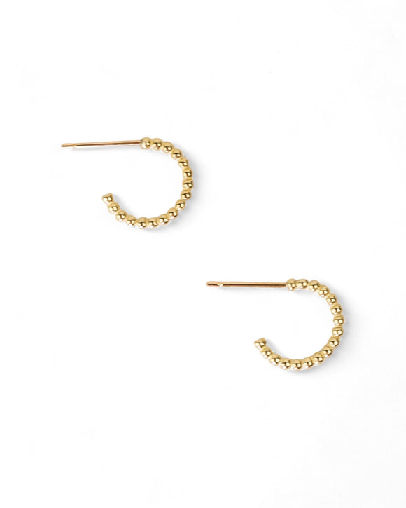 Nugget Bead Solid 9ct Gold Mini Hoop Earrings Earrings Pruden and Smith 9ct Yellow Gold