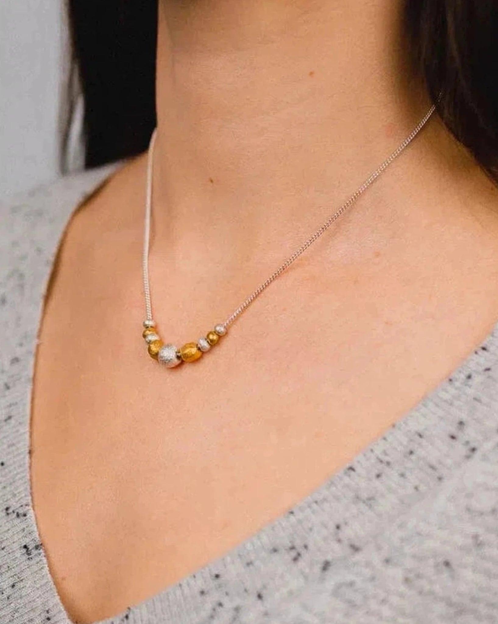 Nugget Chain Pendant - Gold and Silver Pendant Pruden and Smith