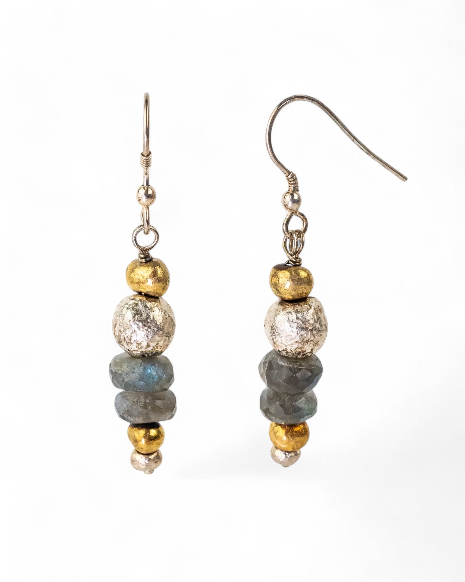 Nugget Faceted Gemstone Dangly Earrings Earrings Pruden and Smith