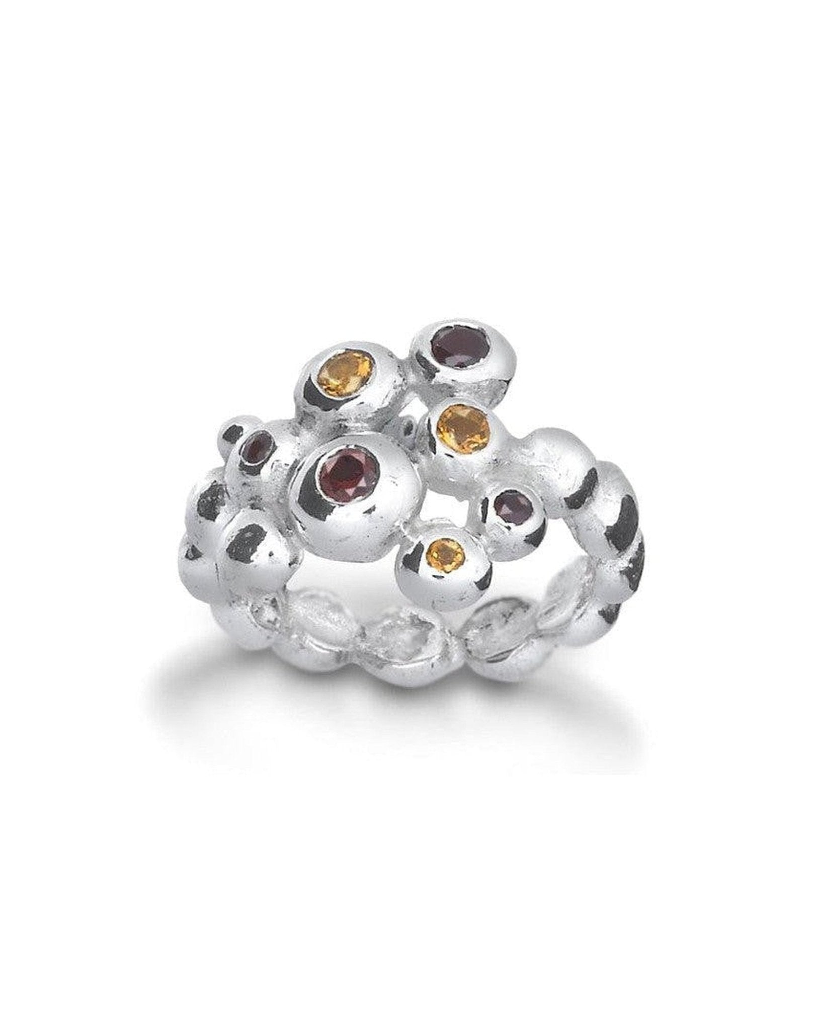 Nugget Gemstone Cluster Silver Ring Ring Pruden and Smith