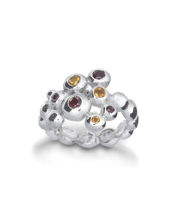Nugget Gemstone Cluster Silver Ring Ring Pruden and Smith