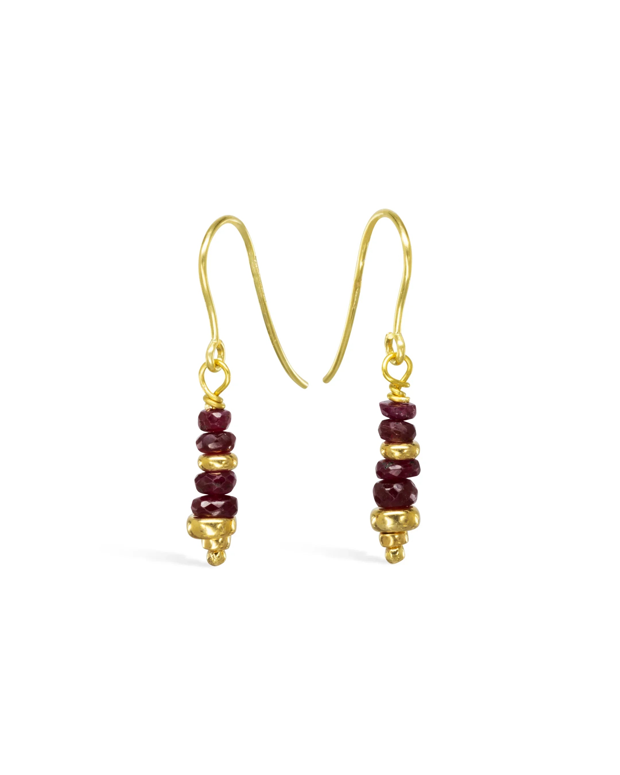 Nugget Gold and Gemstone Drop Earrings Pruden and Smith