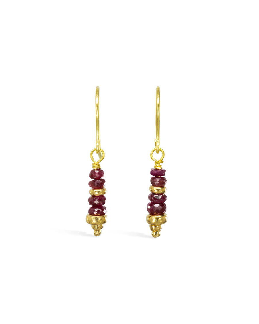 Nugget Gold and Gemstone Drop Earrings Pruden and Smith
