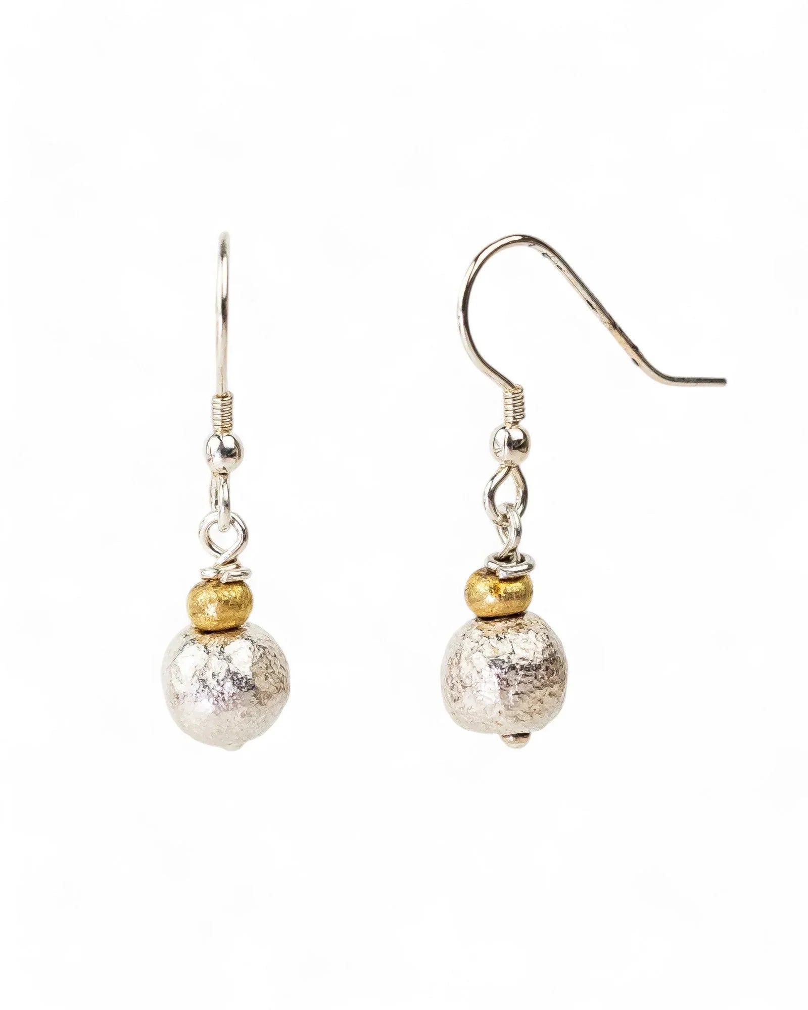 Nugget Gold and Silver Drop Earrings Earrings Pruden and Smith