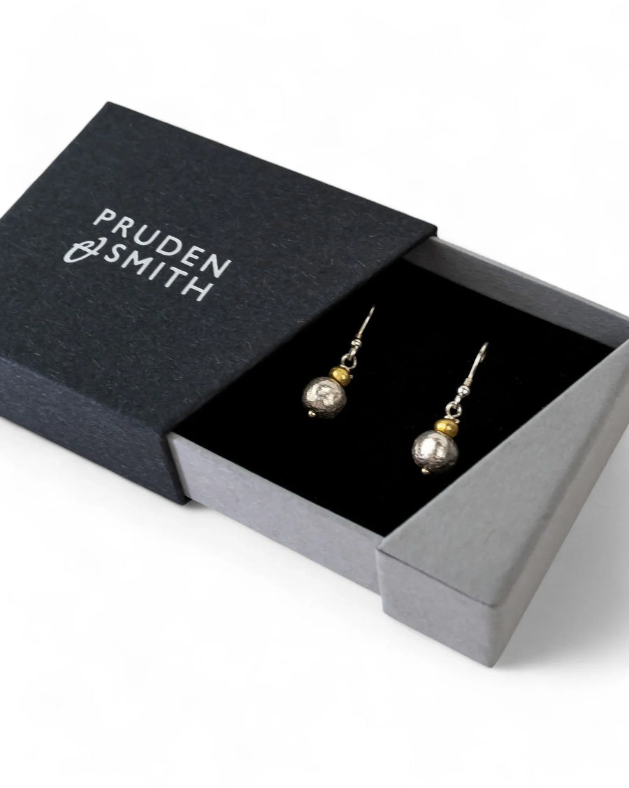 Nugget Gold and Silver Drop Earrings Earrings Pruden and Smith