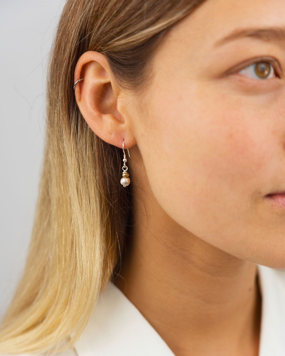 Nugget Gold and Silver Drop Earrings Earrings Pruden and Smith