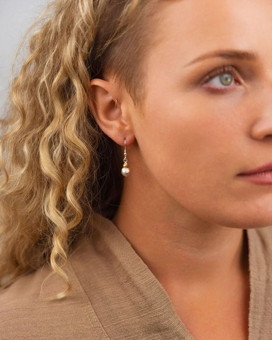 Nugget Gold and Silver Drop Earrings Earrings Pruden and Smith