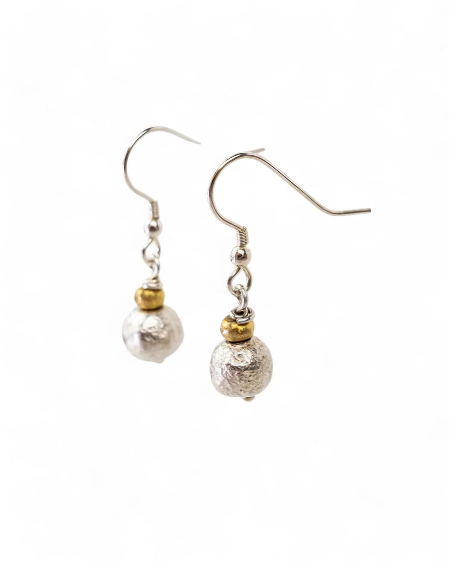 Nugget Gold and Silver Drop Earrings Earrings Pruden and Smith