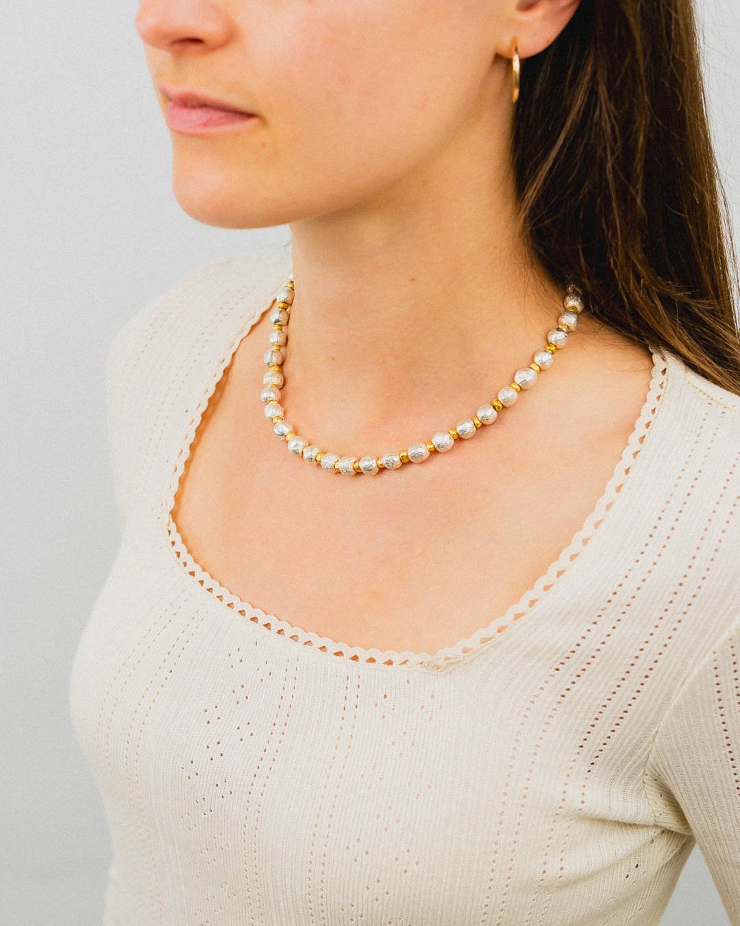 Nugget Gold and Silver Necklace (Large) Necklace Pruden and Smith