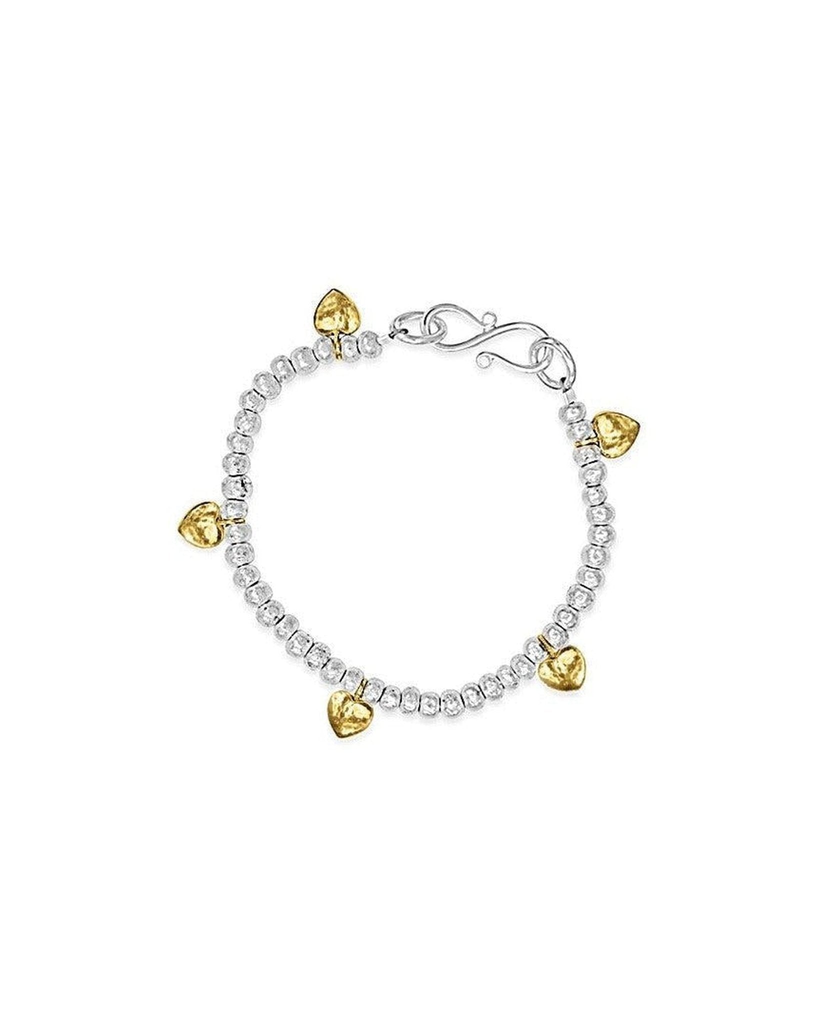 Nugget Heart Charm Bracelet Bracelet Pruden and Smith Silver and 9ct Yellow Gold