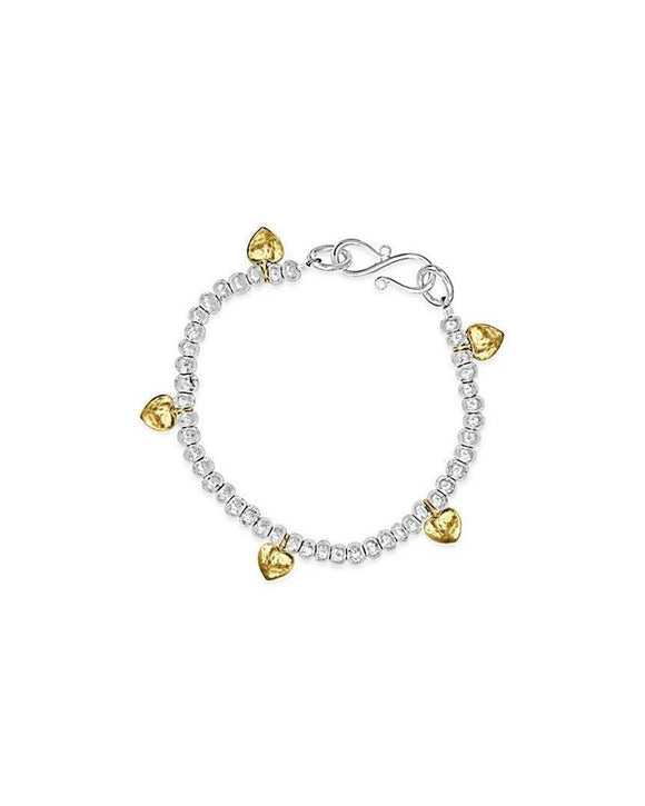 Nugget Heart Charm Bracelet Bracelet Pruden and Smith Silver and 9ct Yellow Gold