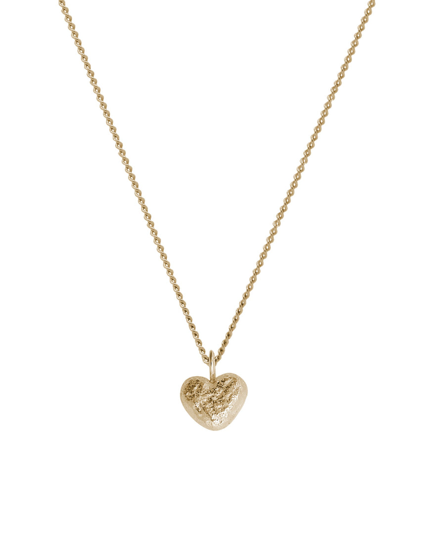 Gold nugget heart pendant on a delicate chain.