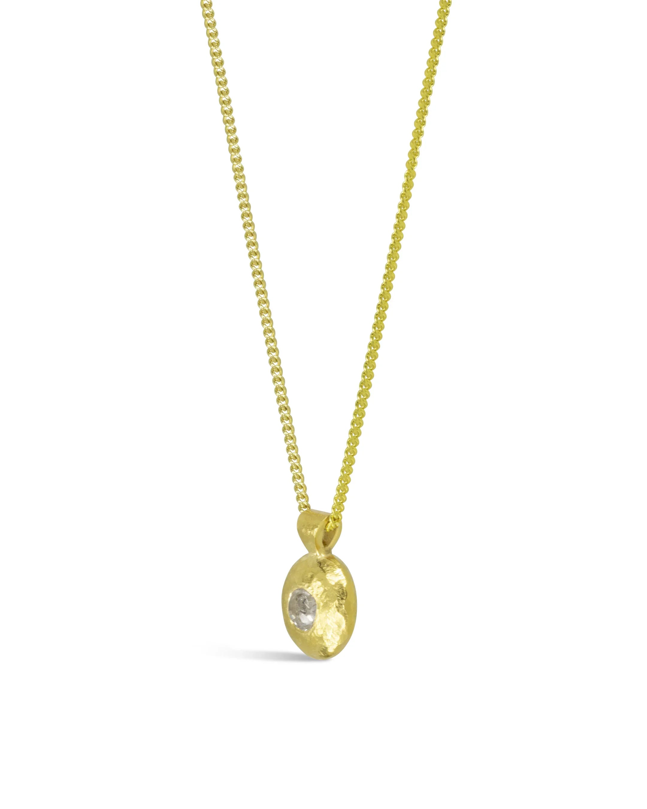 Gold Nugget Round Diamond Pendant Pruden and Smith
