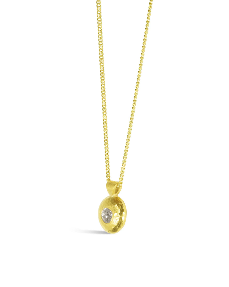 Yellow Gold Nugget Round Diamond Pendant Pruden and Smith