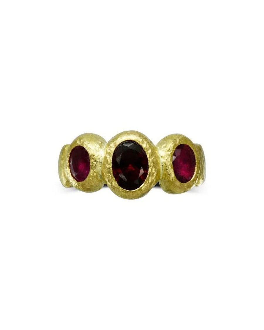 Nugget Ruby and Yellow Gold Trilogy Ring Ring Pruden and Smith