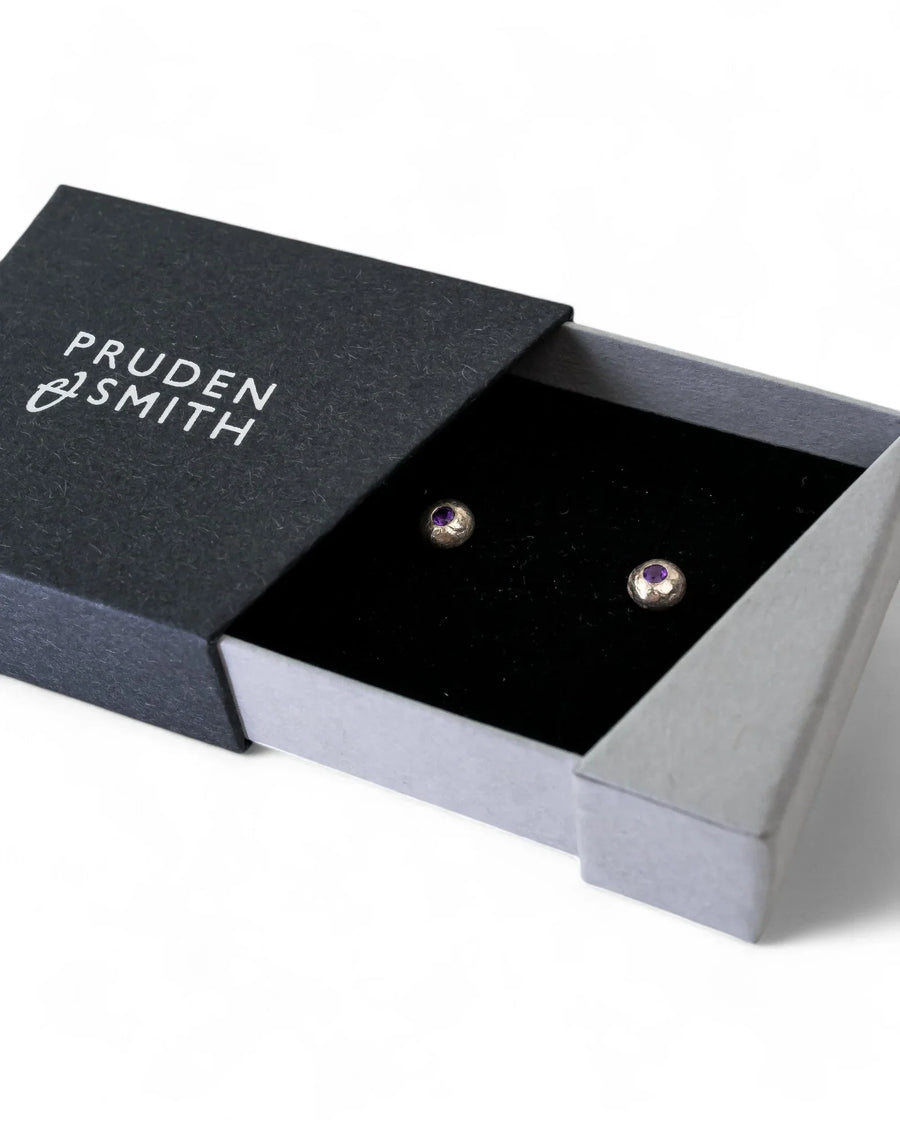 Nugget Silver and Gemstone Stud Earrings Earrings Pruden and Smith