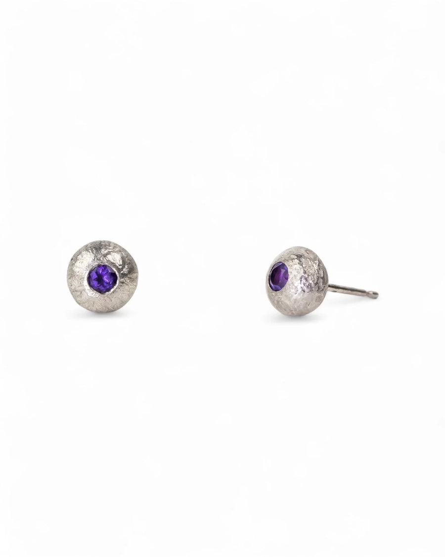 Nugget Silver and Gemstone Stud Earrings Earrings Pruden and Smith