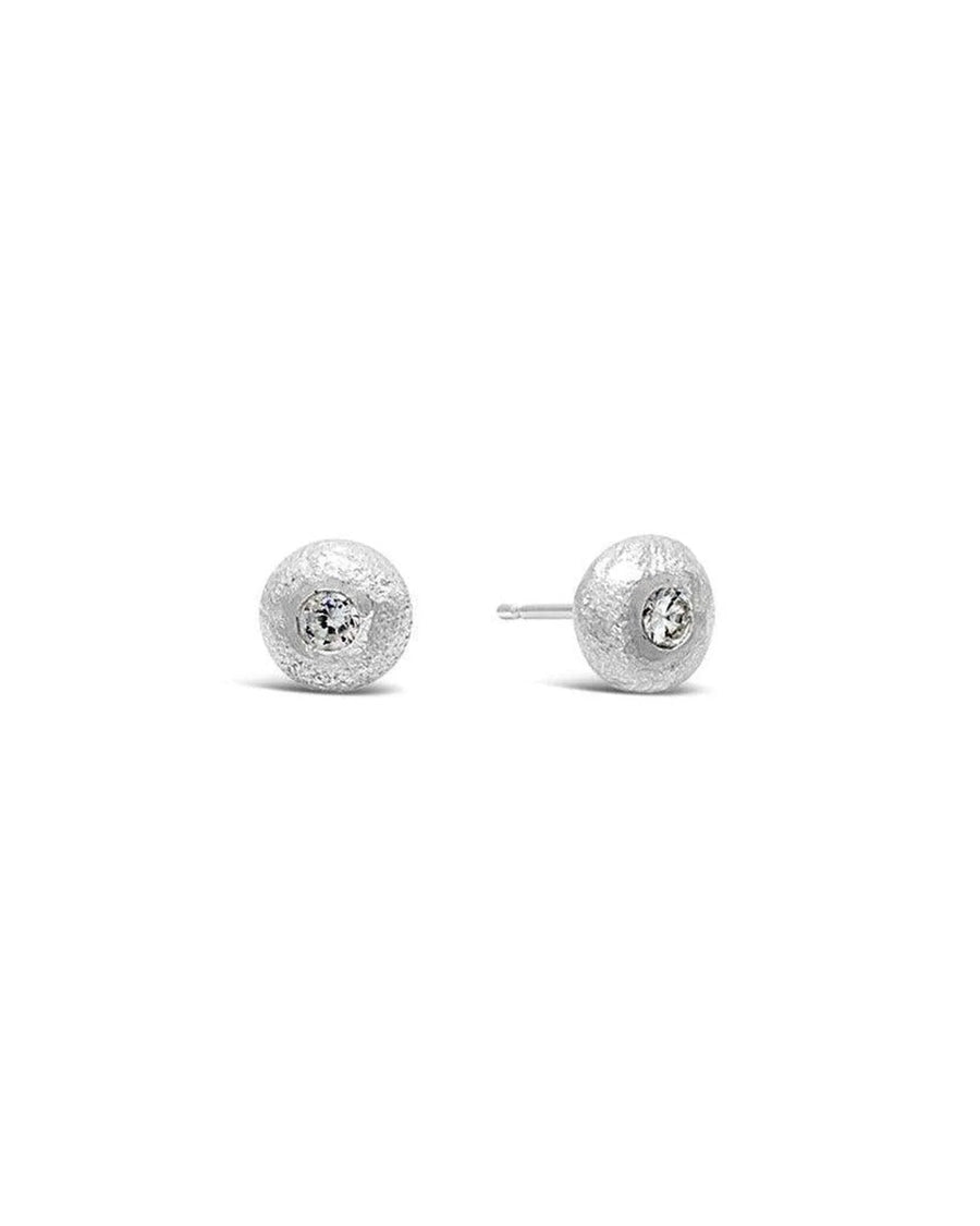 Nugget Silver and Gemstone Stud Earrings Earrings Pruden and Smith Cubic Zirconia (white)