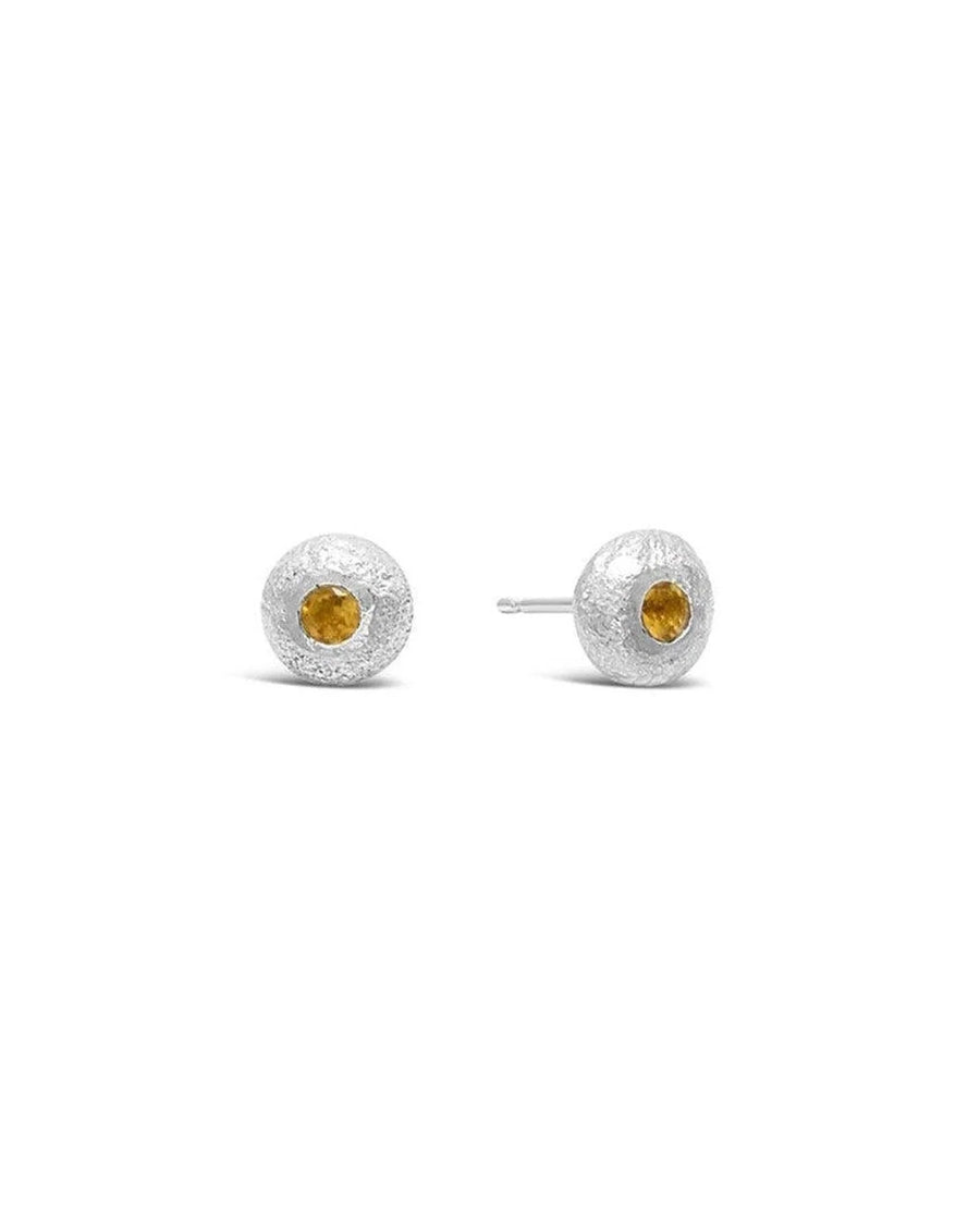 Nugget Silver and Gemstone Stud Earrings Earrings Pruden and Smith Citrine (Pale Orange)