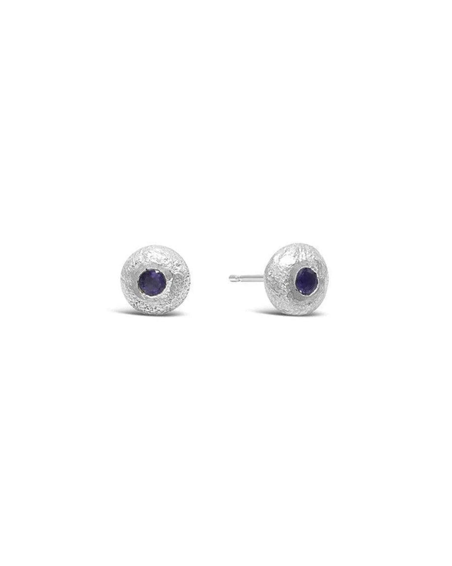 Nugget Silver and Gemstone Stud Earrings Earrings Pruden and Smith Iolite (Navy Blue)