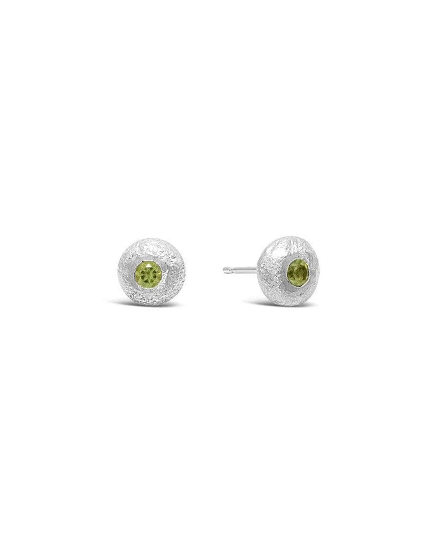 Nugget Silver and Gemstone Stud Earrings Earrings Pruden and Smith Peridot (Lime Green)
